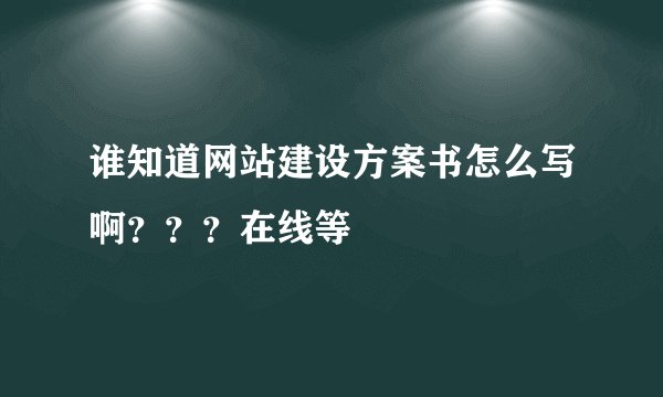 谁知道网站建设方案书怎么写啊？？？在线等