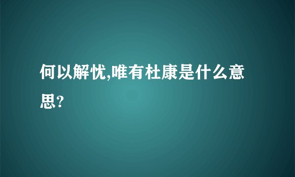 何以解忧,唯有杜康是什么意思?