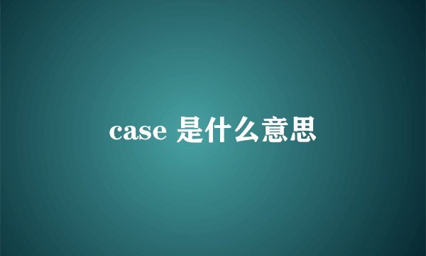 case 是什么意思