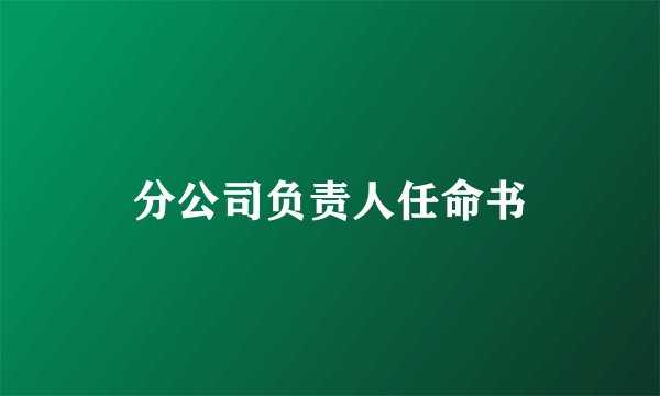 分公司负责人任命书