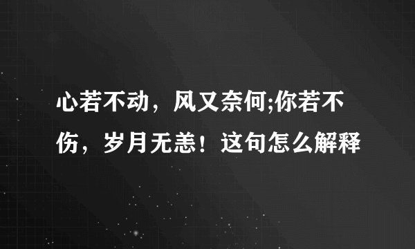 心若不动，风又奈何;你若不伤，岁月无恙！这句怎么解释