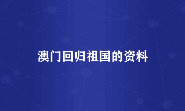澳门回归祖国的资料