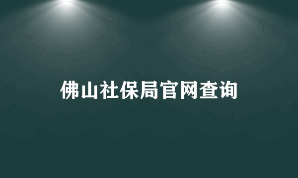 佛山社保局官网查询