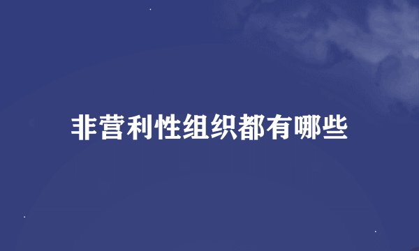 非营利性组织都有哪些