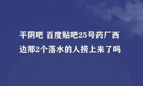 平阴吧 百度贴吧25号药厂西边那2个落水的人捞上来了吗