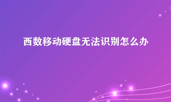 西数移动硬盘无法识别怎么办