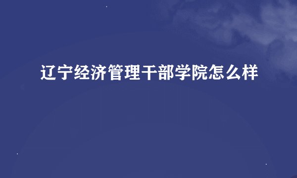 辽宁经济管理干部学院怎么样