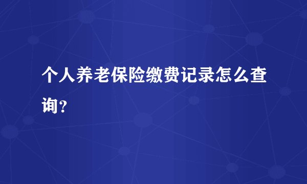 个人养老保险缴费记录怎么查询？