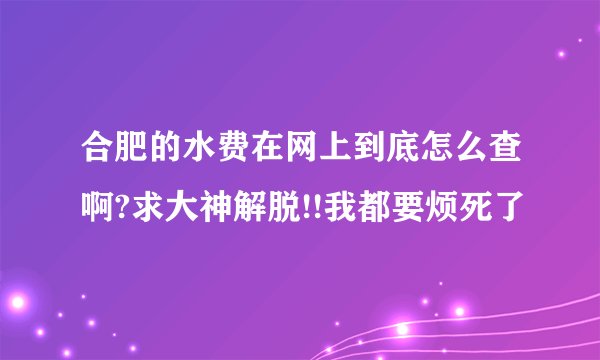 合肥的水费在网上到底怎么查啊?求大神解脱!!我都要烦死了