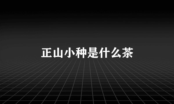 正山小种是什么茶