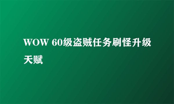WOW 60级盗贼任务刷怪升级天赋