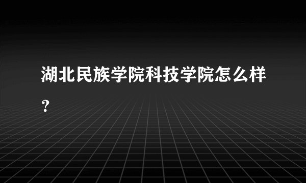 湖北民族学院科技学院怎么样？