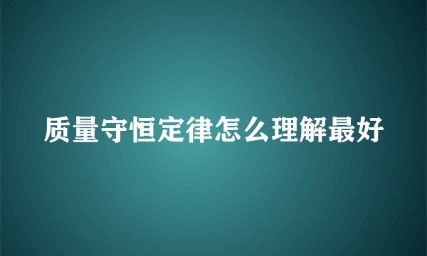 质量守恒定律怎么理解最好