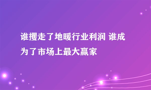 谁攫走了地暖行业利润 谁成为了市场上最大赢家