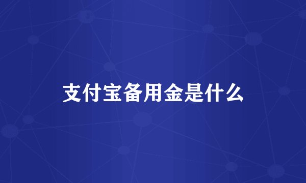 支付宝备用金是什么