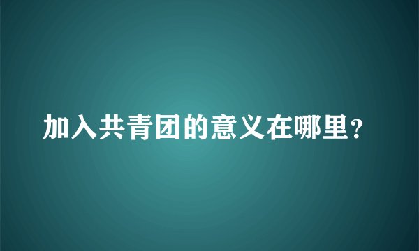加入共青团的意义在哪里？