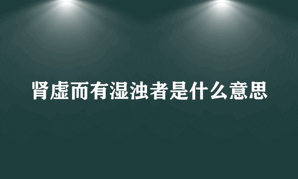 肾虚而有湿浊者是什么意思