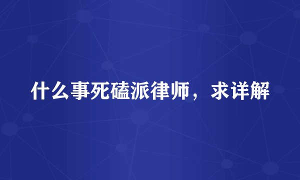 什么事死磕派律师，求详解