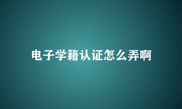 电子学籍认证怎么弄啊