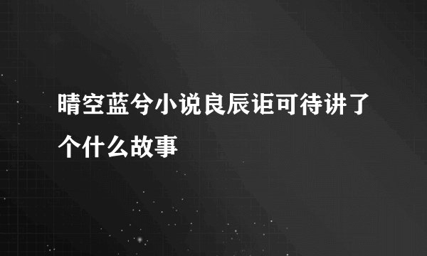晴空蓝兮小说良辰讵可待讲了个什么故事