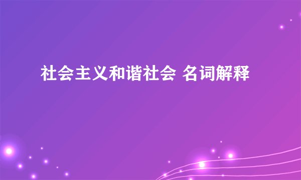 社会主义和谐社会 名词解释