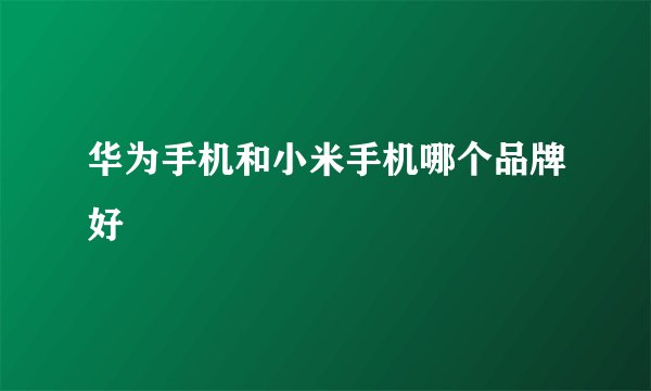 华为手机和小米手机哪个品牌好