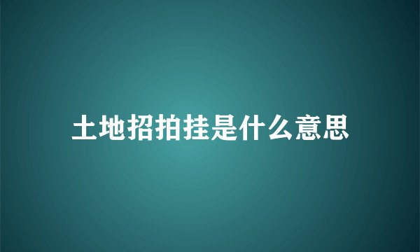 土地招拍挂是什么意思
