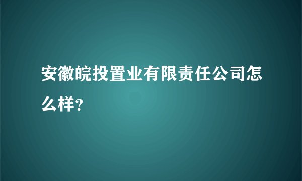 安徽皖投置业有限责任公司怎么样？