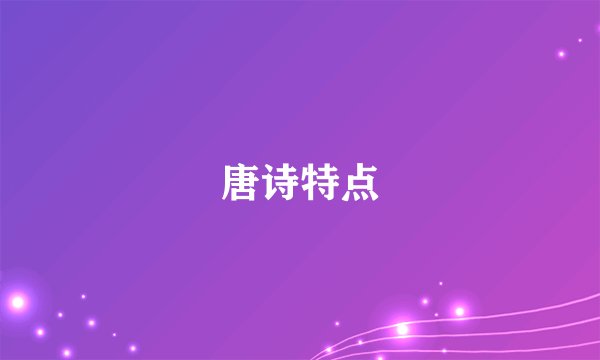唐诗特点