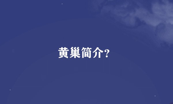 黄巢简介？