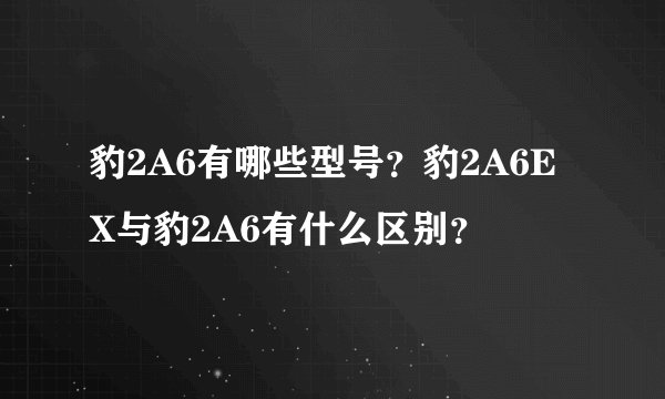 豹2A6有哪些型号？豹2A6EX与豹2A6有什么区别？