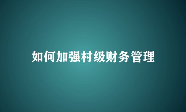 如何加强村级财务管理
