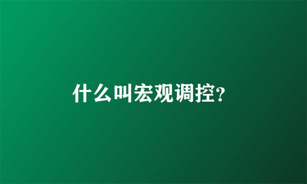 什么叫宏观调控？