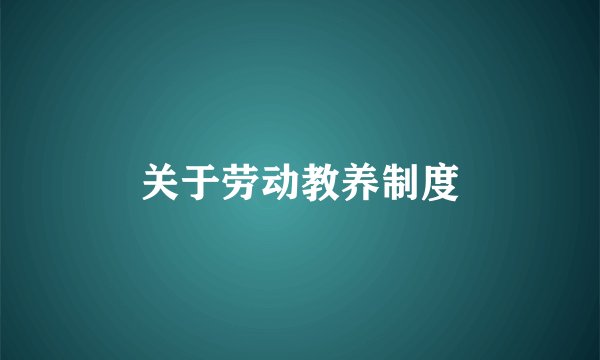 关于劳动教养制度