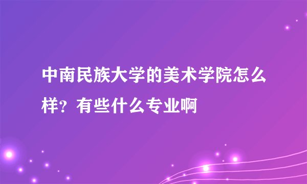 中南民族大学的美术学院怎么样？有些什么专业啊