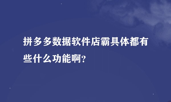 拼多多数据软件店霸具体都有些什么功能啊？