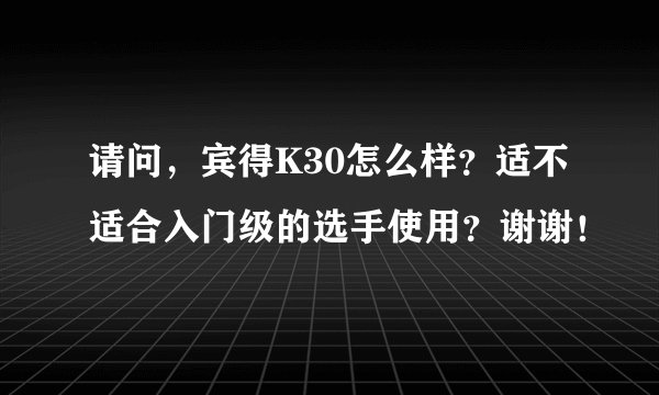 请问，宾得K30怎么样？适不适合入门级的选手使用？谢谢！