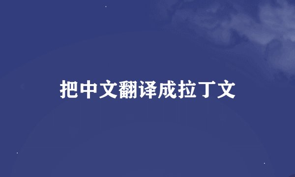 把中文翻译成拉丁文