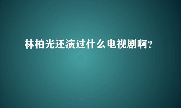 林柏光还演过什么电视剧啊？