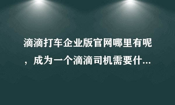 滴滴打车企业版官网哪里有呢，成为一个滴滴司机需要什么条件啊？