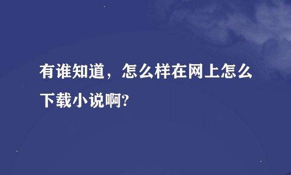有谁知道，怎么样在网上怎么下载小说啊?