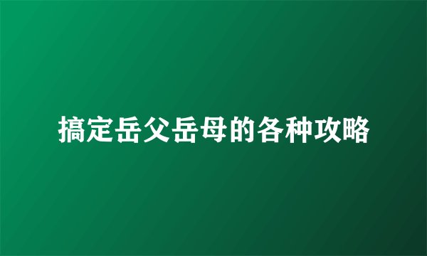 搞定岳父岳母的各种攻略