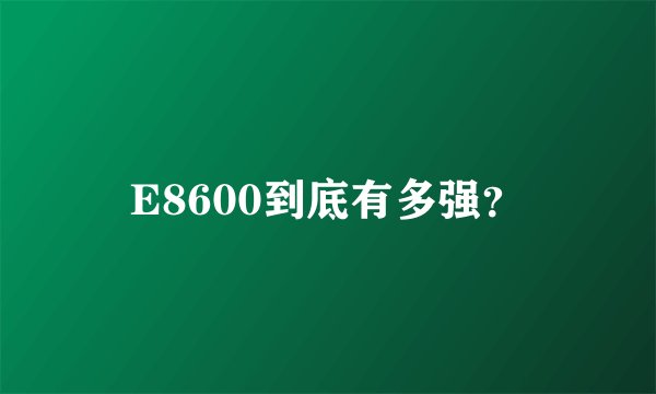 E8600到底有多强？