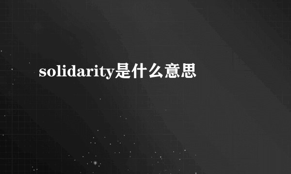 solidarity是什么意思