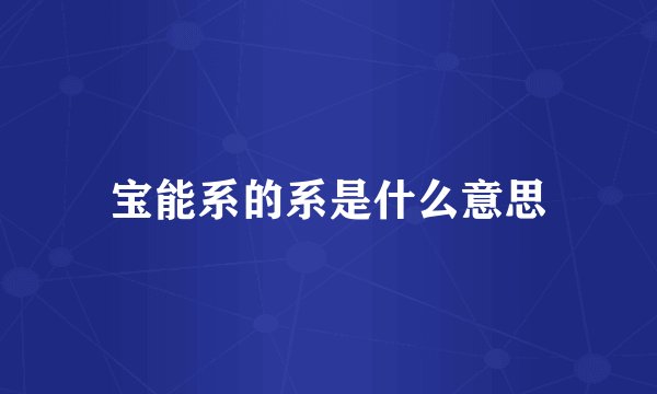 宝能系的系是什么意思