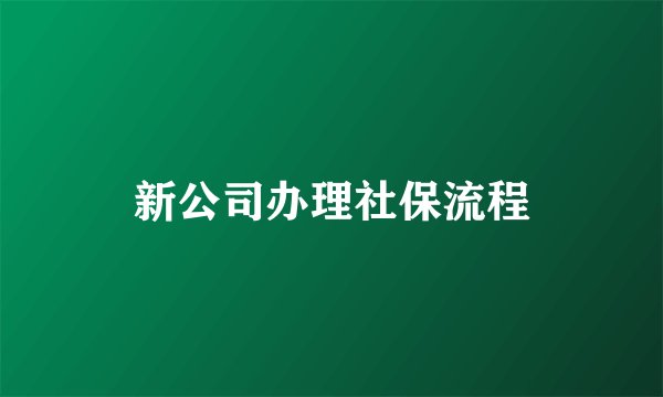 新公司办理社保流程