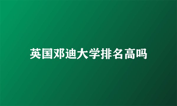 英国邓迪大学排名高吗