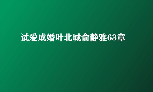 试爱成婚叶北城俞静雅63章