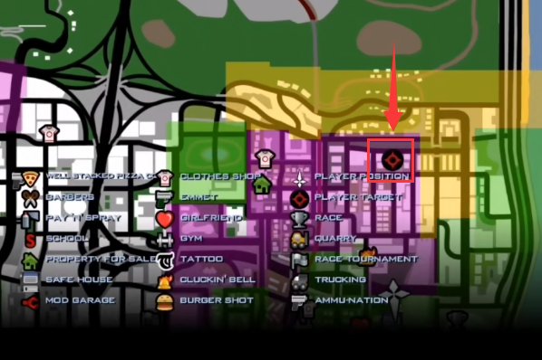 侠盗猎车手圣安地列斯黄色夜店在地图上哪