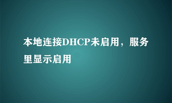 本地连接DHCP未启用，服务里显示启用